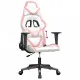 Гейминг стол, бяло и розово, изкуствена кожа