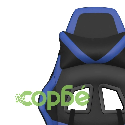 Гейминг стол с опора, черно и синьо, изкуствена кожа ➤ топ цена ➤ sorbe.bg