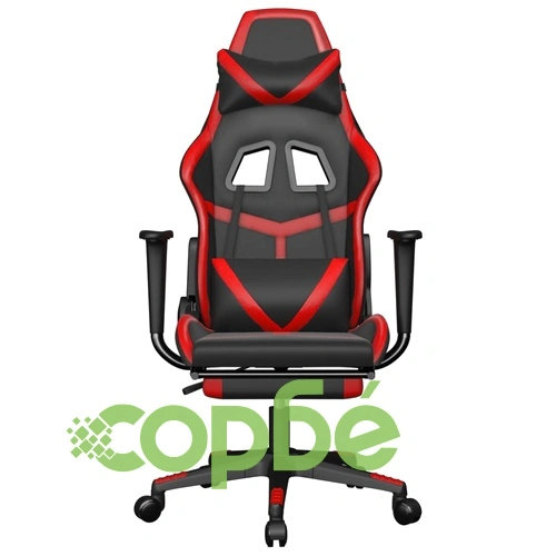 Гейминг стол с опора, черно и червено, изкуствена кожа ➤ топ цена ➤ sorbe.bg