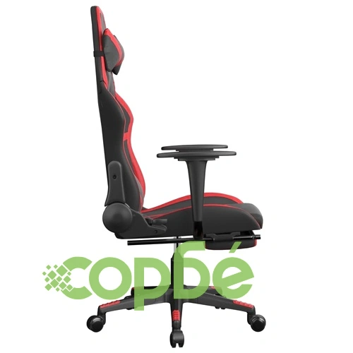 Гейминг стол с опора, черно и червено, изкуствена кожа ➤ топ цена ➤ sorbe.bg