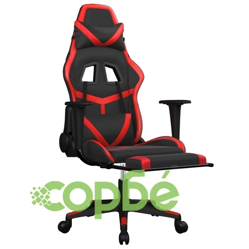 Гейминг стол с опора, черно и червено, изкуствена кожа ➤ топ цена ➤ sorbe.bg