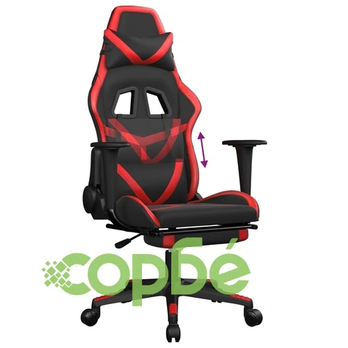 Гейминг стол с опора, черно и червено, изкуствена кожа ➤ топ цена ➤ sorbe.bg