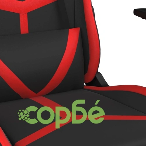Гейминг стол с опора, черно и червено, изкуствена кожа ➤ топ цена ➤ sorbe.bg
