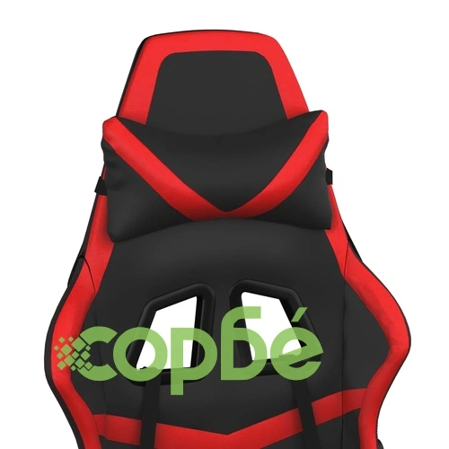 Гейминг стол с опора, черно и червено, изкуствена кожа ➤ топ цена ➤ sorbe.bg