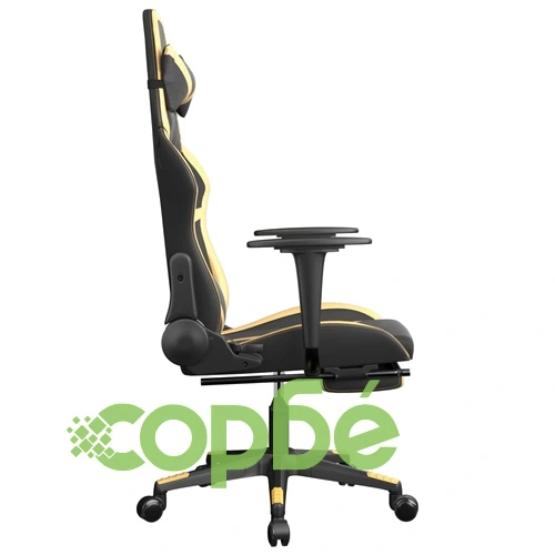 Гейминг стол с опора за крака черно и златисто изкуствена кожа ➤ топ цена ➤ sorbe.bg