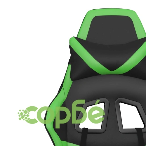 Гейминг стол с опора за крака, черно и зелено, изкуствена кожа ➤ топ цена ➤ sorbe.bg