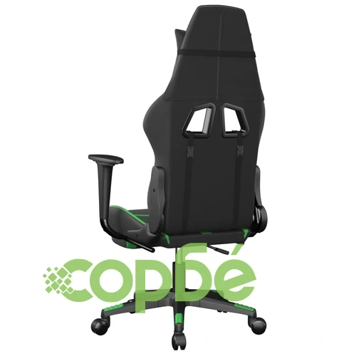 Гейминг стол с опора за крака, черно и зелено, изкуствена кожа ➤ топ цена ➤ sorbe.bg