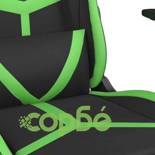 Гейминг стол с опора за крака, черно и зелено, изкуствена кожа ➤ топ цена ➤ sorbe.bg