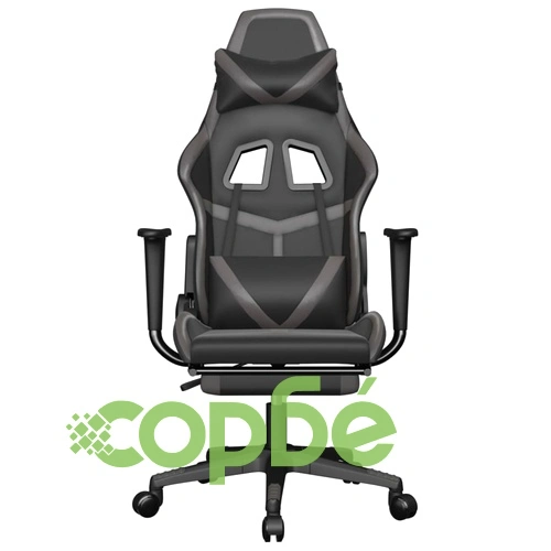 Гейминг стол с опора за крака, черно и cиво , изкуствена кожа ➤ топ цена ➤ sorbe.bg