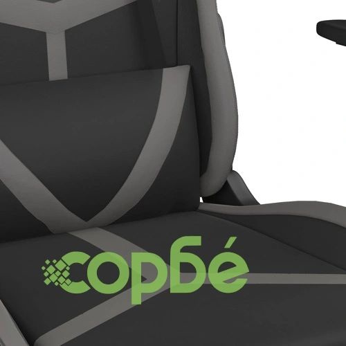 Гейминг стол с опора за крака, черно и cиво , изкуствена кожа ➤ топ цена ➤ sorbe.bg