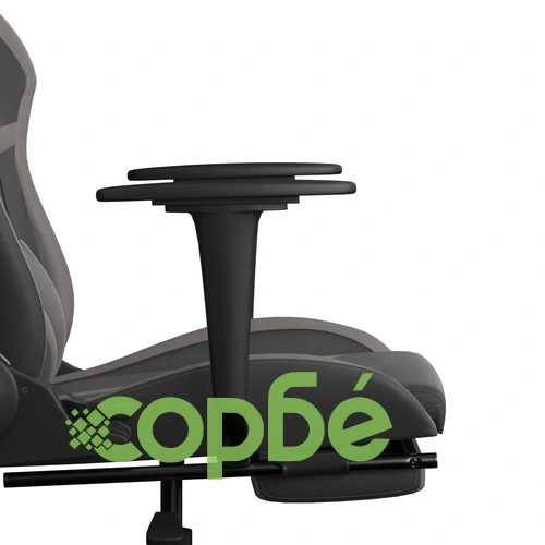 Гейминг стол с опора за крака, черно и cиво , изкуствена кожа ➤ топ цена ➤ sorbe.bg