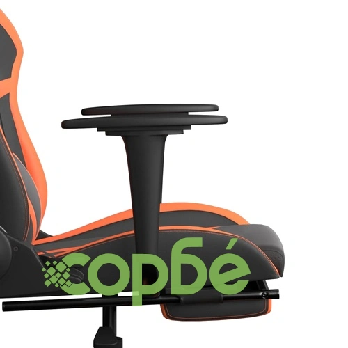 Гейминг стол с опора за крака, черно и оранжев, изкуствена кожа ➤ топ цена ➤ sorbe.bg