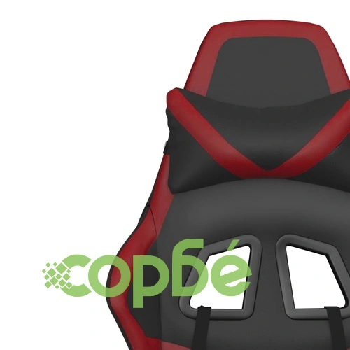 Гейминг стол с опора, черно и виненочервено, изкуствена кожа ➤ топ цена ➤ sorbe.bg