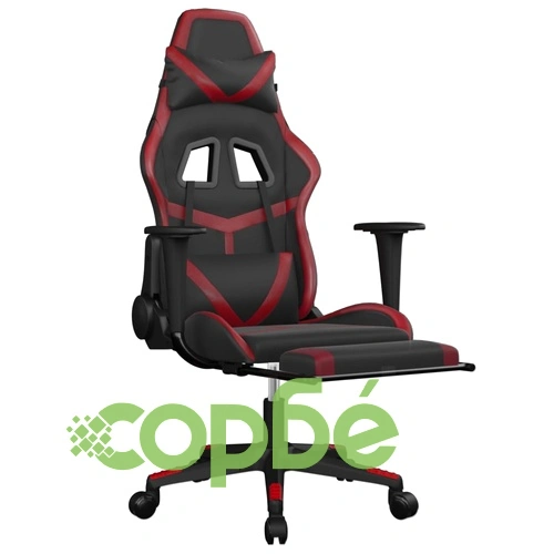 Гейминг стол с опора, черно и виненочервено, изкуствена кожа ➤ топ цена ➤ sorbe.bg