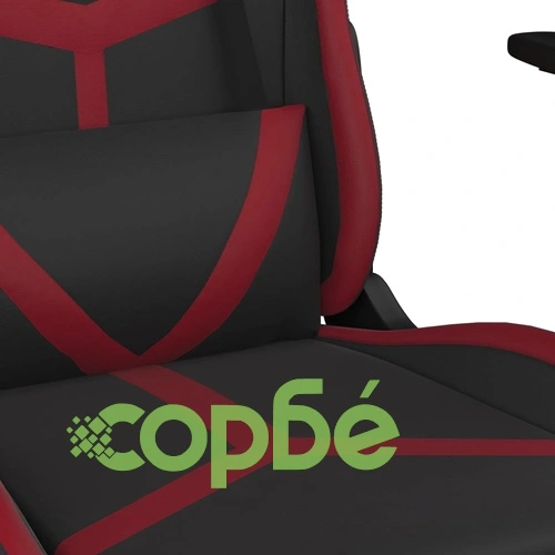 Гейминг стол с опора, черно и виненочервено, изкуствена кожа ➤ топ цена ➤ sorbe.bg