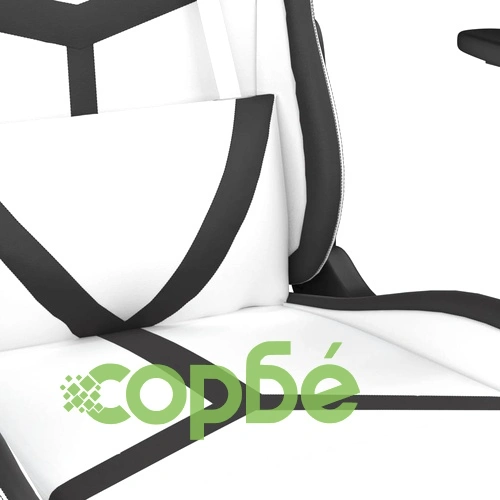 Гейминг стол с опора за крака, бяло и черно, изкуствена кожа ➤ топ цена ➤ sorbe.bg