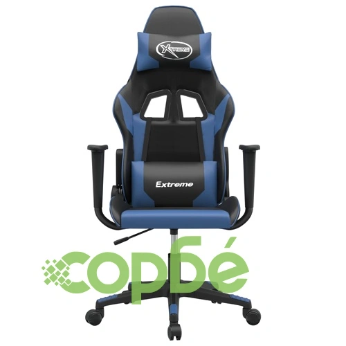 Гейминг стол, черно и синьо, изкуствена кожа ➤ топ цена ➤ sorbe.bg