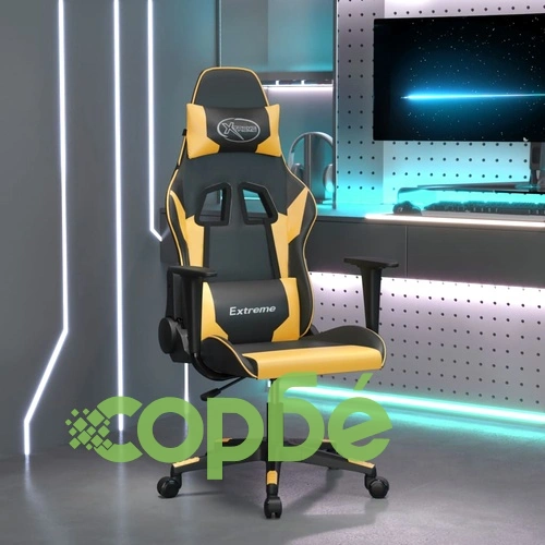 Гейминг стол, черно и златисто, изкуствена кожа ➤ топ цена ➤ sorbe.bg