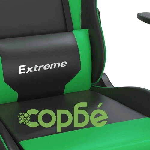 Гейминг стол, черно и зелено, изкуствена кожа ➤ топ цена ➤ sorbe.bg