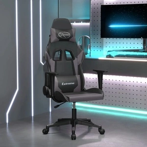 Гейминг стол, черно и сиво, изкуствена кожа