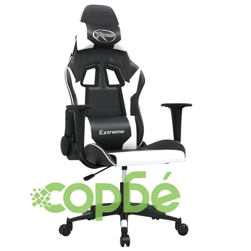 Гейминг стол, черно и бяло, изкуствена кожа ➤ топ цена ➤ sorbe.bg