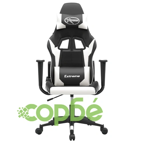 Гейминг стол, черно и бяло, изкуствена кожа ➤ топ цена ➤ sorbe.bg