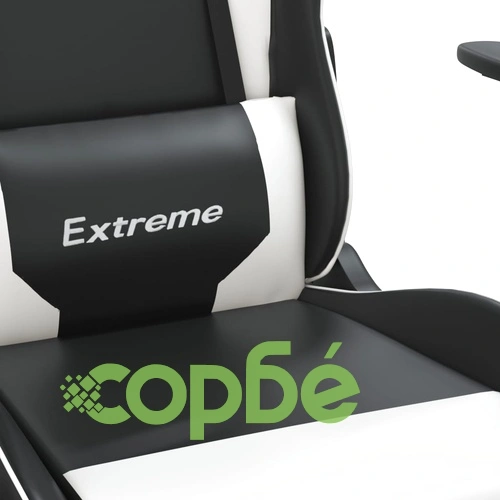 Гейминг стол, черно и бяло, изкуствена кожа ➤ топ цена ➤ sorbe.bg