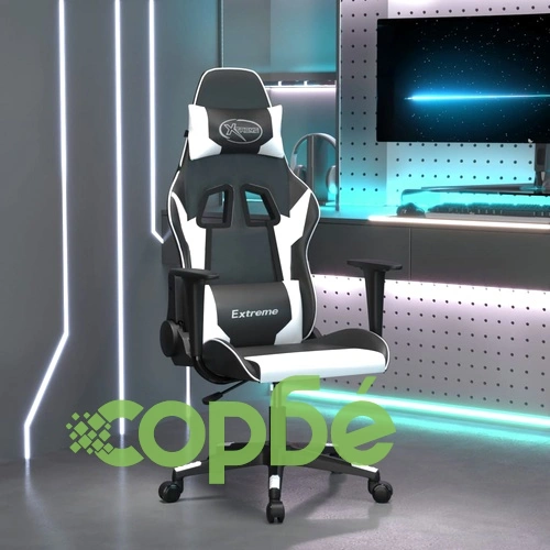 Гейминг стол, черно и бяло, изкуствена кожа ➤ топ цена ➤ sorbe.bg