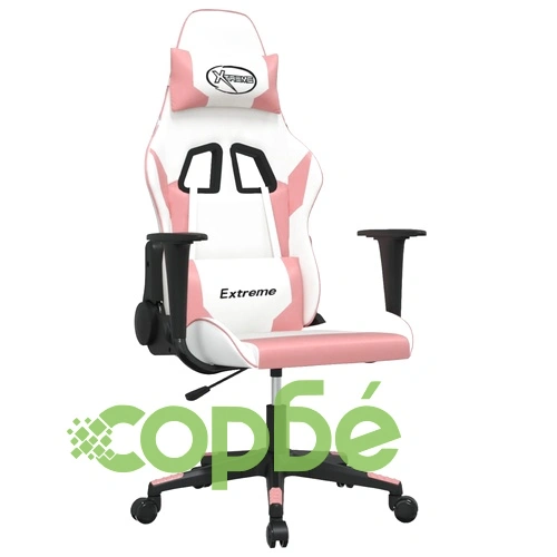 Гейминг стол, бяло и розово, изкуствена кожа ➤ топ цена ➤ sorbe.bg