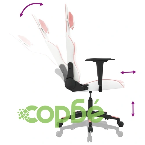 Гейминг стол, бяло и розово, изкуствена кожа ➤ топ цена ➤ sorbe.bg