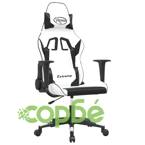 Гейминг стол, бяло и черно, изкуствена кожа ➤ топ цена ➤ sorbe.bg