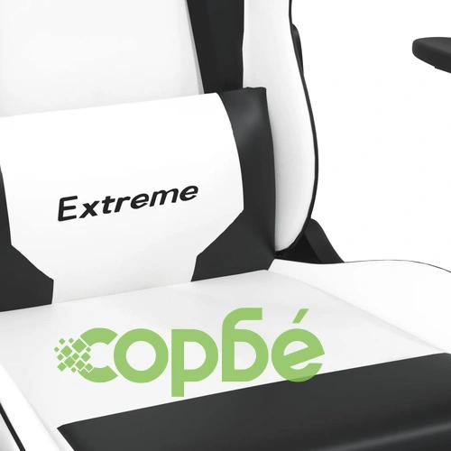 Гейминг стол, бяло и черно, изкуствена кожа ➤ топ цена ➤ sorbe.bg