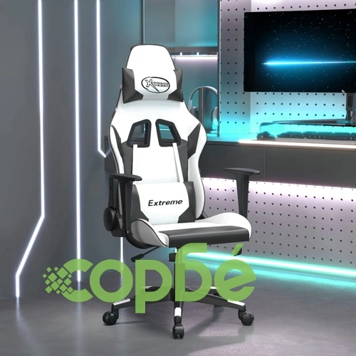 Гейминг стол, бяло и черно, изкуствена кожа ➤ топ цена ➤ sorbe.bg