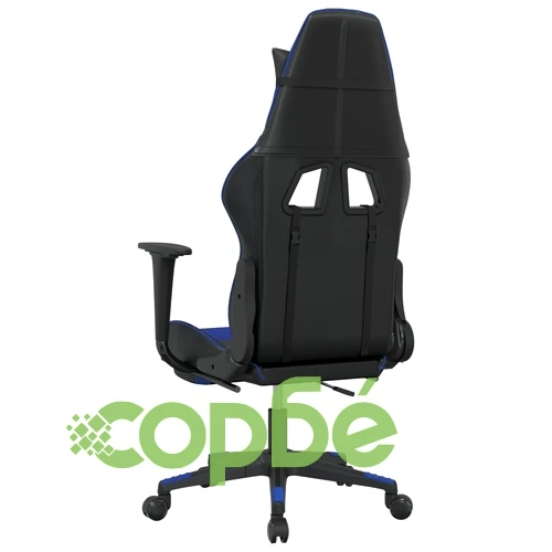 Гейминг стол с опора, черно и синьо, изкуствена кожа ➤ топ цена ➤ sorbe.bg