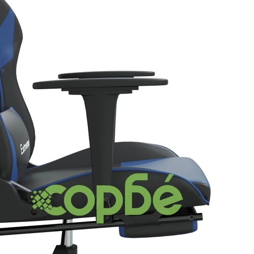 Гейминг стол с опора, черно и синьо, изкуствена кожа ➤ топ цена ➤ sorbe.bg