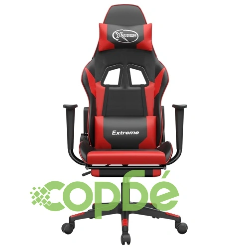 Гейминг стол с опора, черно и червено, изкуствена кожа ➤ топ цена ➤ sorbe.bg