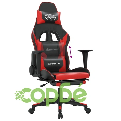 Гейминг стол с опора, черно и червено, изкуствена кожа ➤ топ цена ➤ sorbe.bg