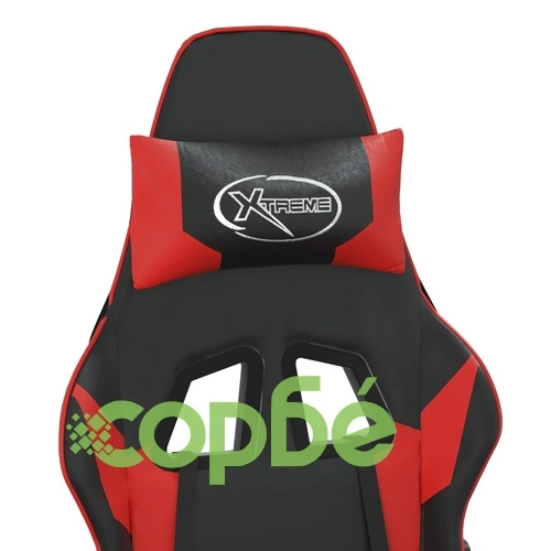 Гейминг стол с опора, черно и червено, изкуствена кожа ➤ топ цена ➤ sorbe.bg