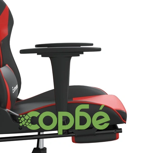 Гейминг стол с опора, черно и червено, изкуствена кожа ➤ топ цена ➤ sorbe.bg