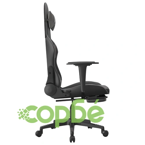 Гейминг стол с опора за крака, черно и cиво, изкуствена кожа ➤ топ цена ➤ sorbe.bg