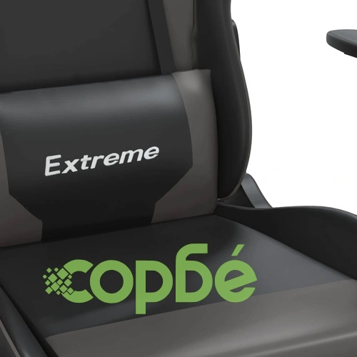 Гейминг стол с опора за крака, черно и cиво, изкуствена кожа ➤ топ цена ➤ sorbe.bg