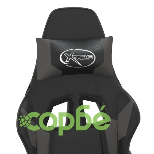 Гейминг стол с опора за крака, черно и cиво, изкуствена кожа ➤ топ цена ➤ sorbe.bg