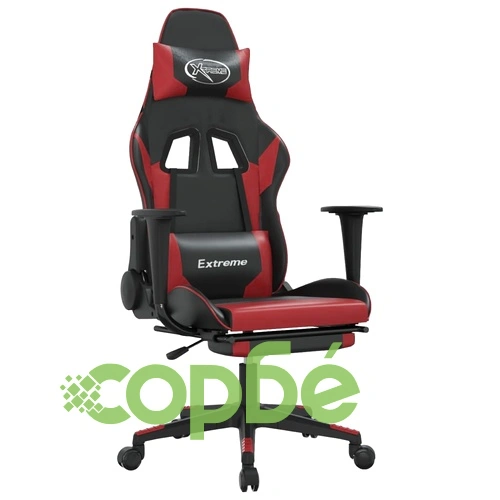 Гейминг стол с опора, черно и виненочервено, изкуствена кожа ➤ топ цена ➤ sorbe.bg