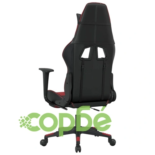 Гейминг стол с опора, черно и виненочервено, изкуствена кожа ➤ топ цена ➤ sorbe.bg