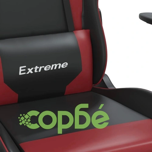 Гейминг стол с опора, черно и виненочервено, изкуствена кожа ➤ топ цена ➤ sorbe.bg