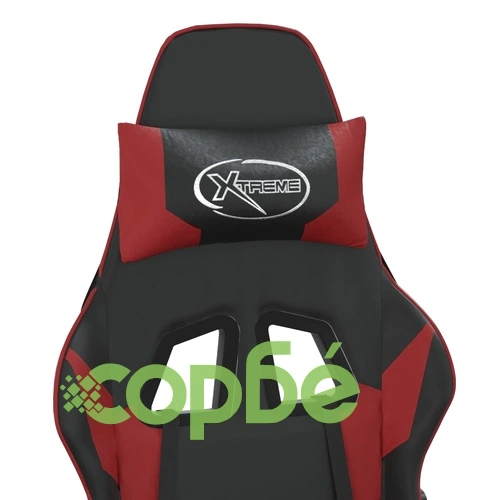 Гейминг стол с опора, черно и виненочервено, изкуствена кожа ➤ топ цена ➤ sorbe.bg