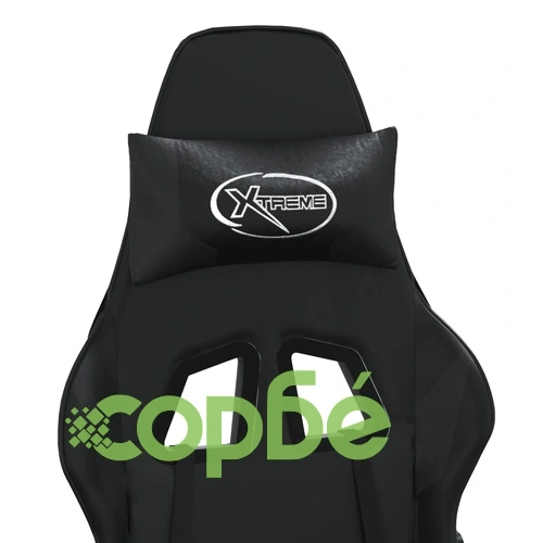 Гейминг стол с опора за крака, черен, изкуствена кожа ➤ топ цена ➤ sorbe.bg