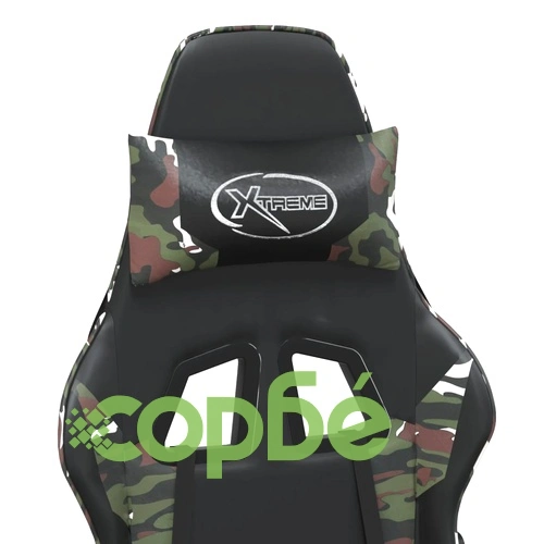 Гейминг стол с опора за крака черно и камуфлаж изкуствена кожа ➤ топ цена ➤ sorbe.bg