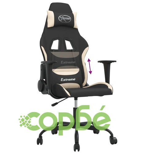 Гейминг стол, черно и кремаво, плат ➤ топ цена ➤ sorbe.bg