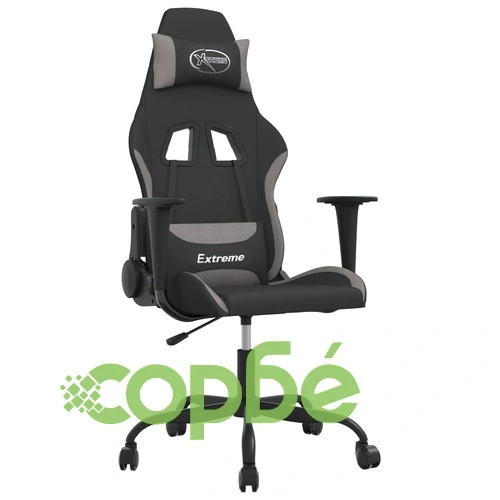 Геймърски стол, черно и светлосиво, плат ➤ топ цена ➤ sorbe.bg